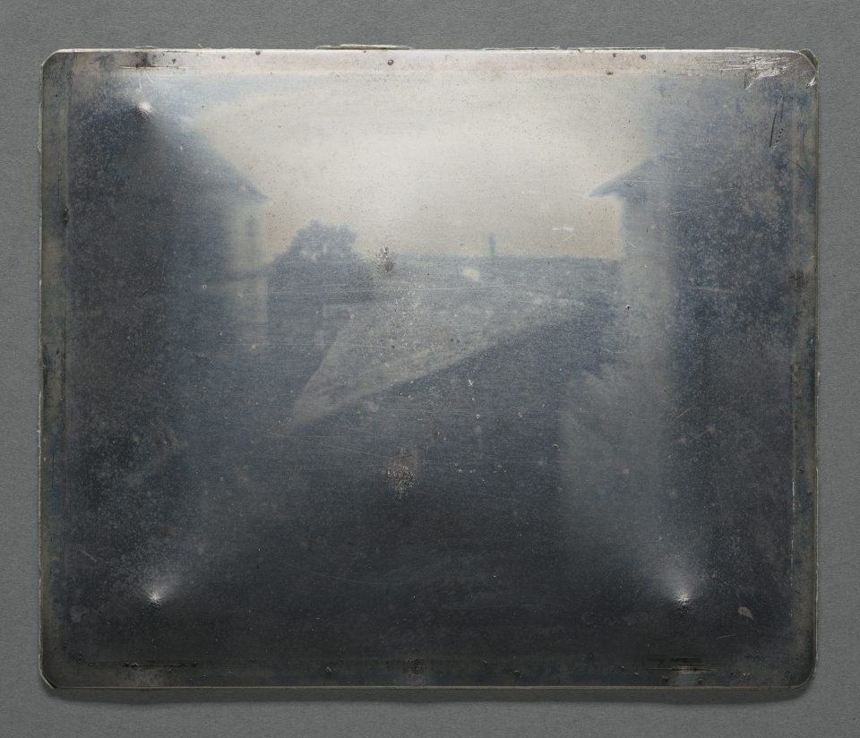 High resolution photograph of the world's oldest photograph by Joseph Nicéphore Niépce, image courtesy of the Harry Ransom Center on the campus at the University of Texas at Austin.