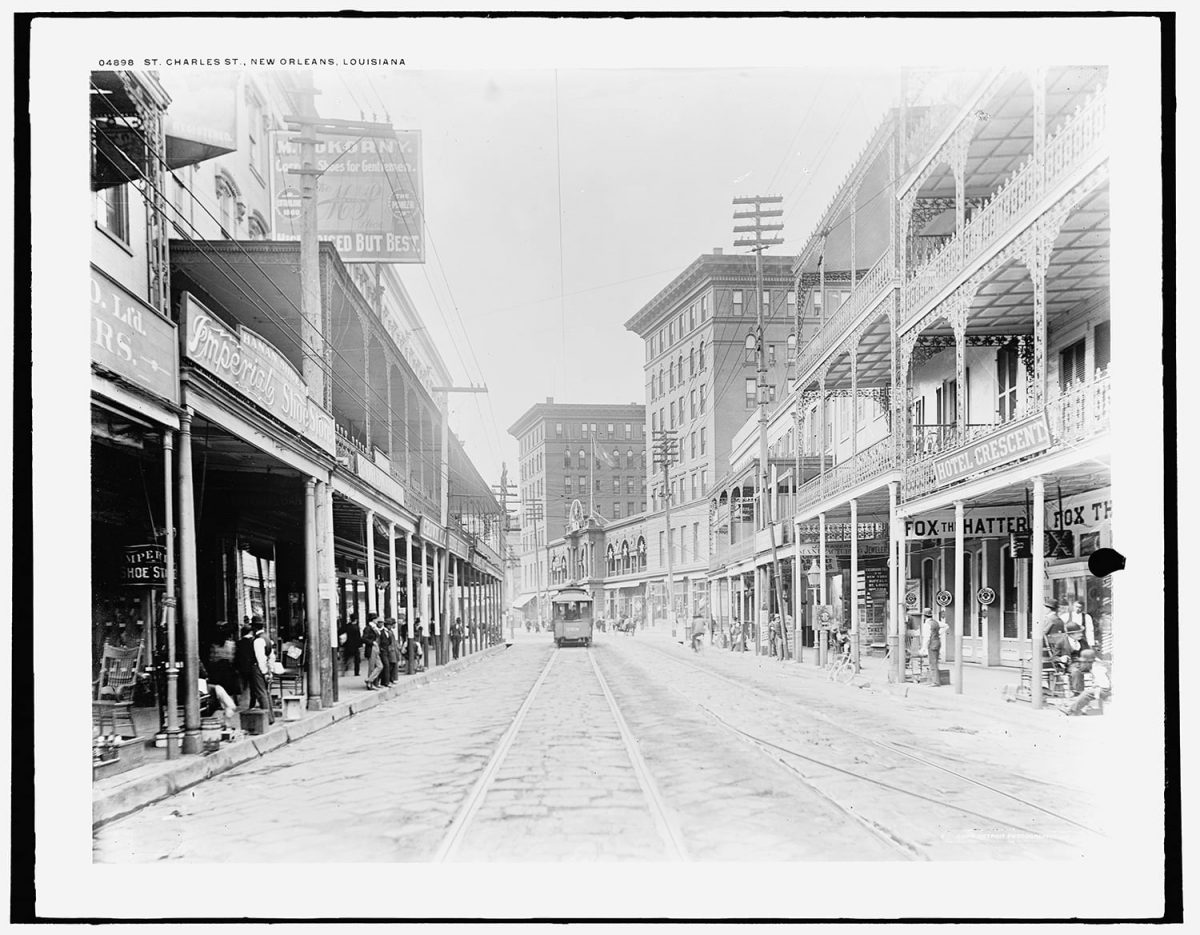 St. Charles Ave, New Orleans, Louisiana. Fine art print from vintage photograph.