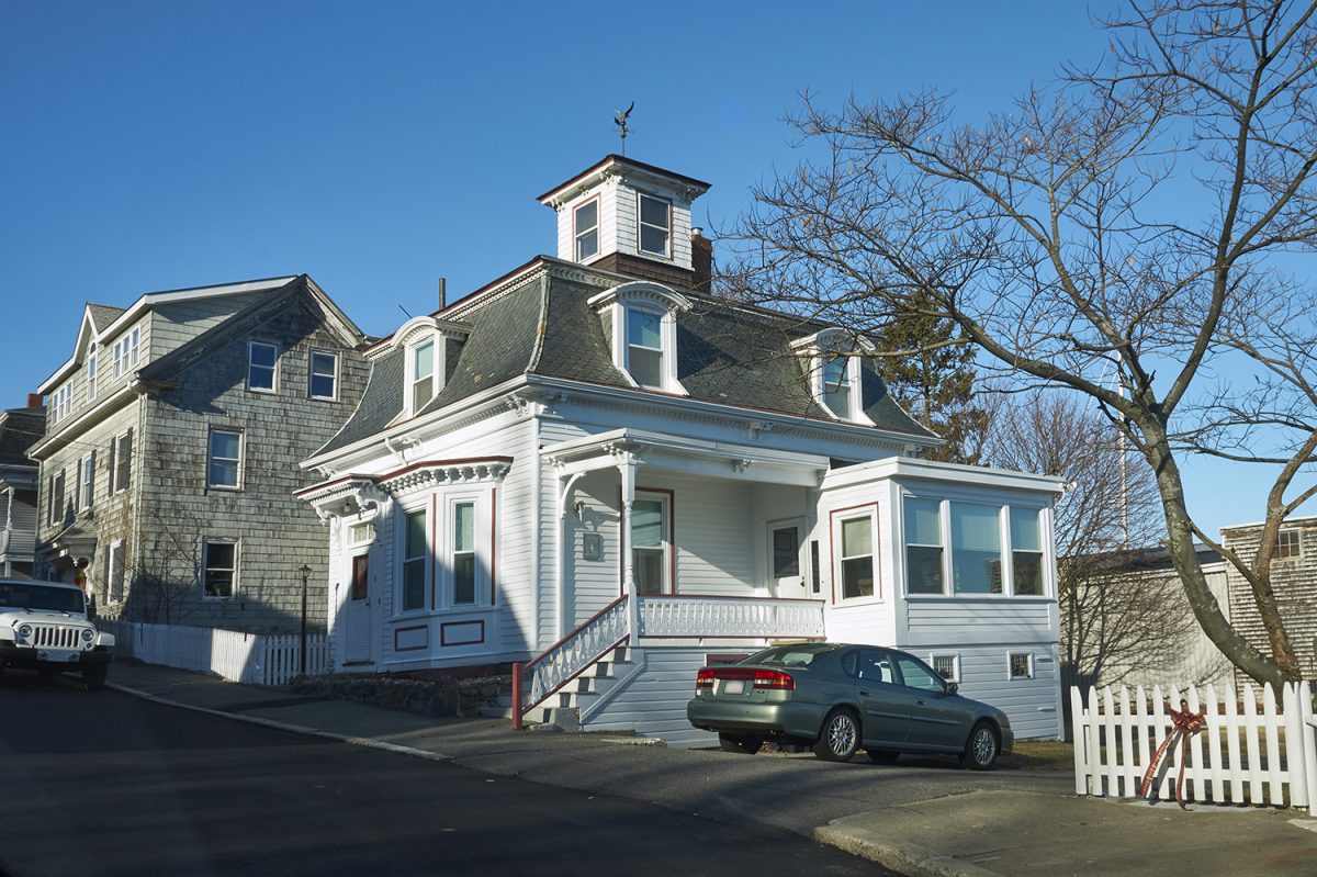 Max Dennison's house on Ocean Drive in Salem. The house overlooks the seacoast and is next door to the Salem Pioneer Village, where the 1690s village scenes were filmed.