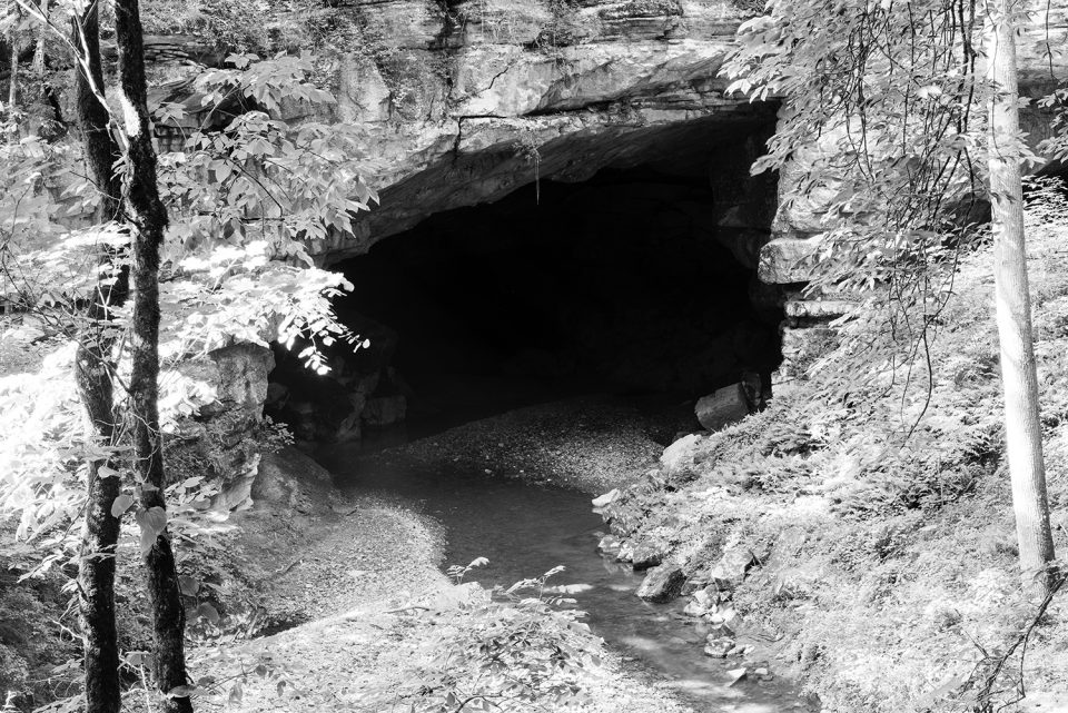 Fine art photograph of the large mouth Russell Cave, and archeological gem in northern Alabama. Photograph by Keith Dotson.