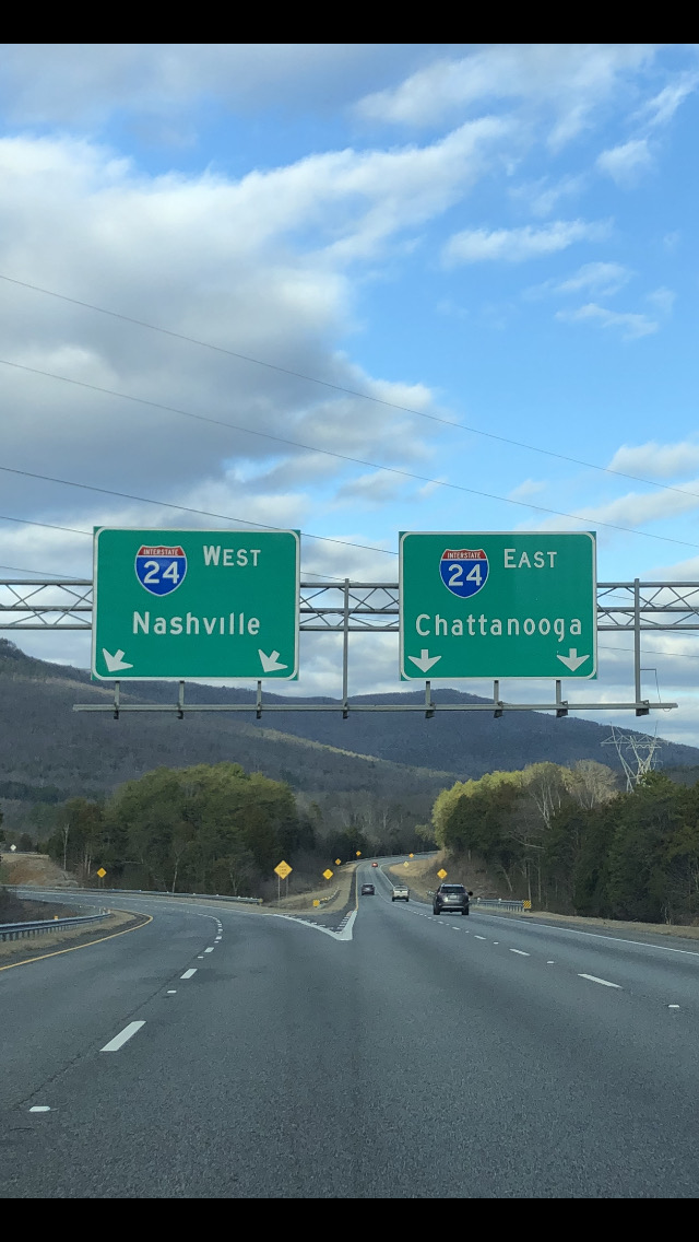 The way home: entering I-24 north of Chattanooga Tennessee.