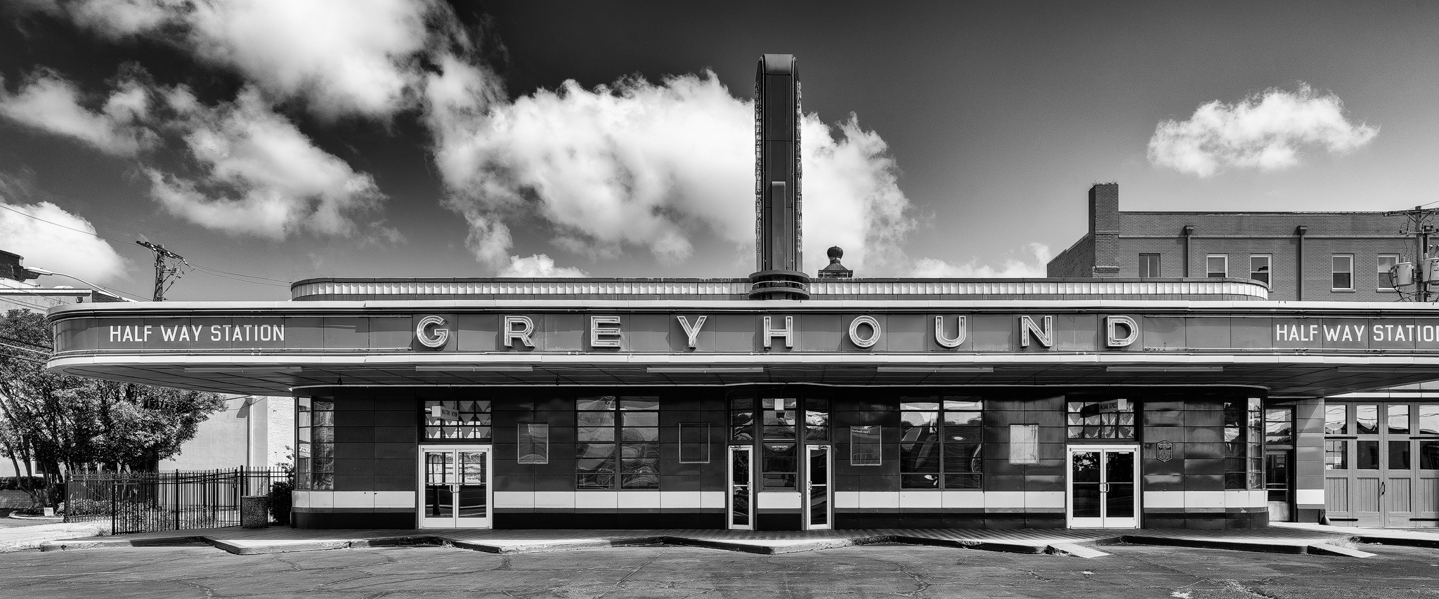 Video Photographing a historic Greyhound Bus Station in a Small Town