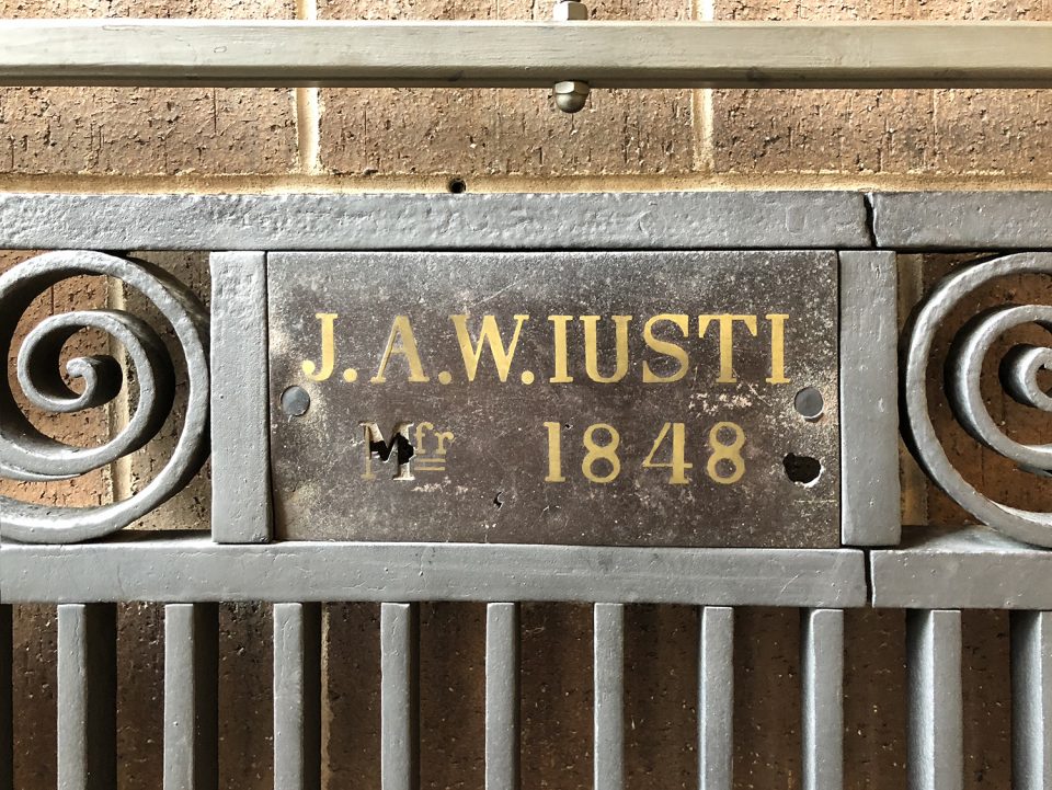 Wrought iron gate built by J.A.W. Iusti in 1848, as seen in the Charleston Museum.