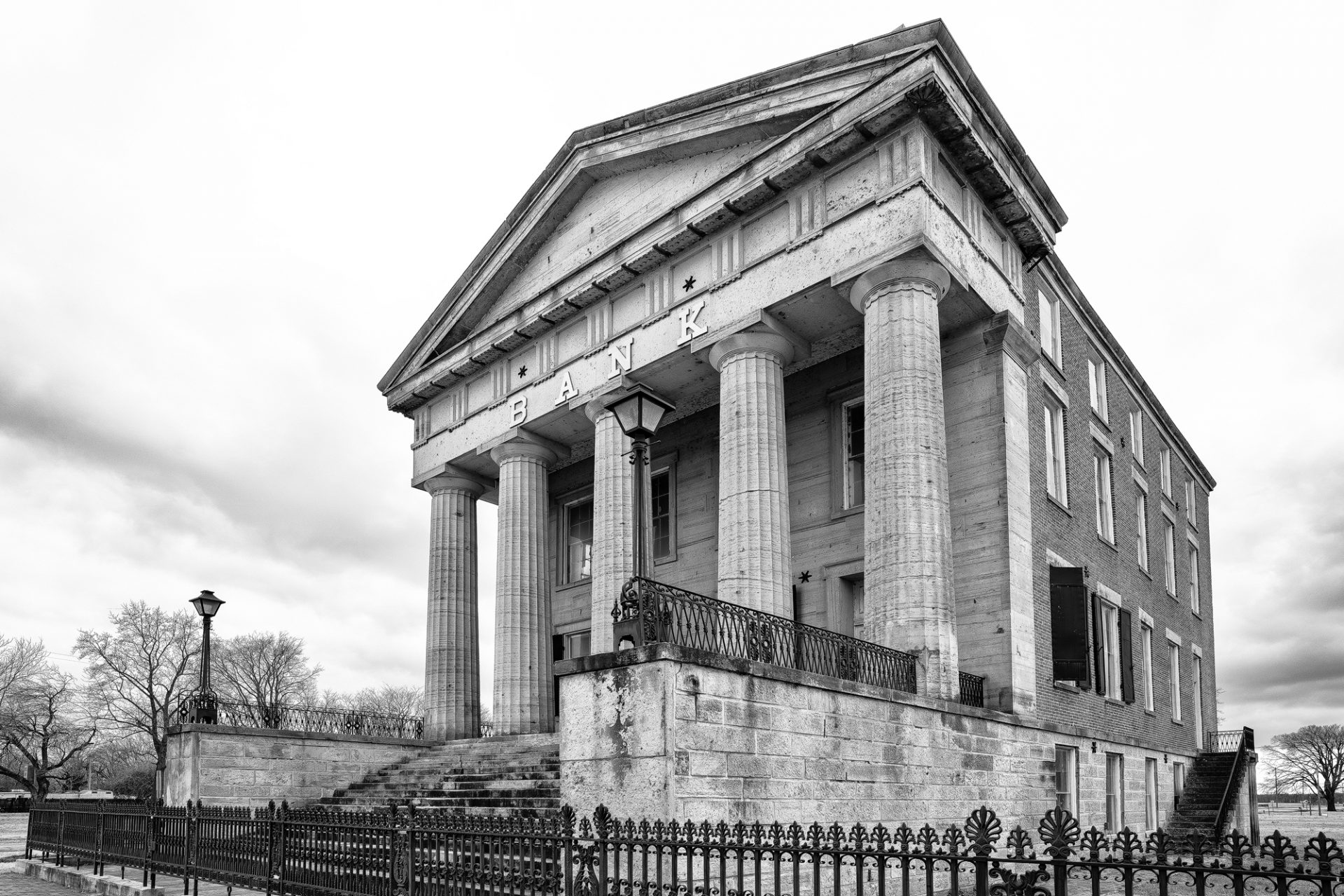 Photographing the Old Shawneetown Bank, Built 1841 in Illinois