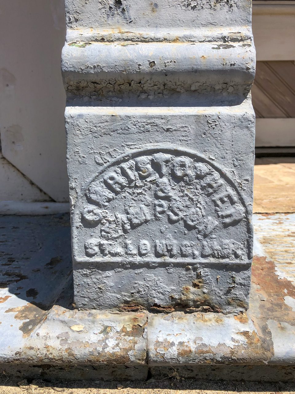 Iron storefront column manufactured by Christopher & Simpson found in Yazoo City.