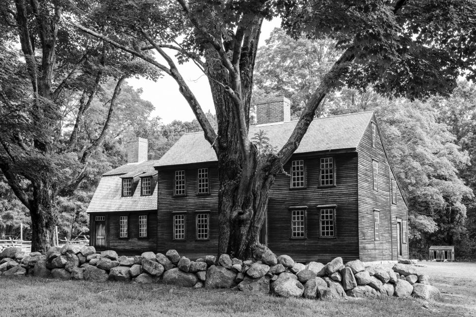 Hartwell Tavern in Lincoln, Massachusetts Built 1733: Black and White Photograph by Keith Dotson. Click to buy a fine art print.