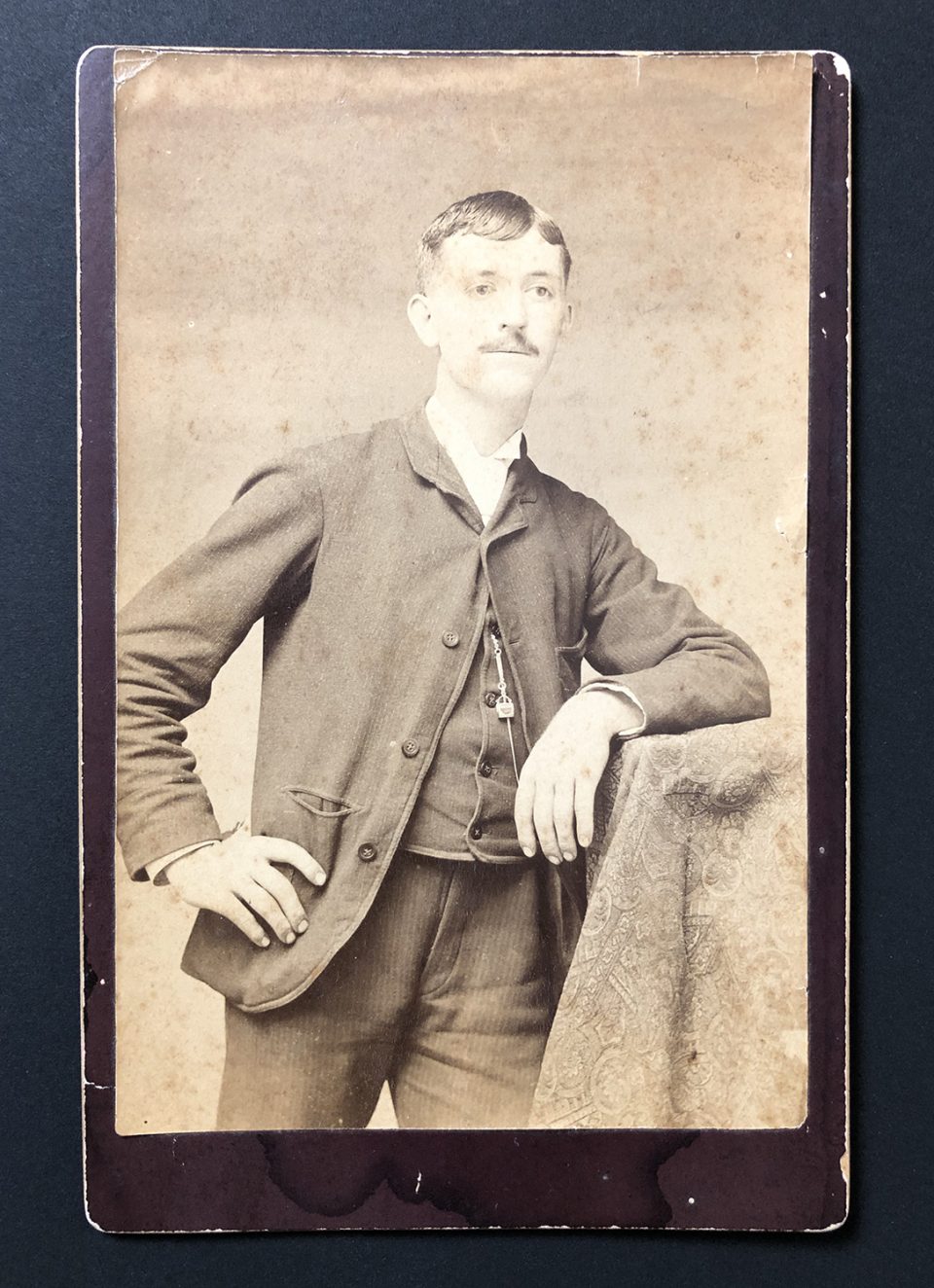 Cabinet Card portrait of an unidentified subject, made in the 1880s by photographer W.S. "Dad" Lively, founder of the Southern School of Photography in McMinnville, Tennessee