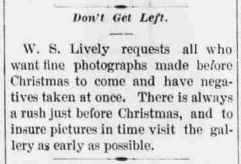 A newspaper ad found in an 1889 edition of the McMinnville newspaper The Southern Standard. Even in 1889 it was important to start Christmas shopping early.