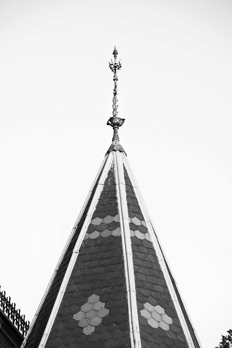 Spire on a Victorian House - Black and White Photograph by Keith Dotson. Click here to buy a fine art print.