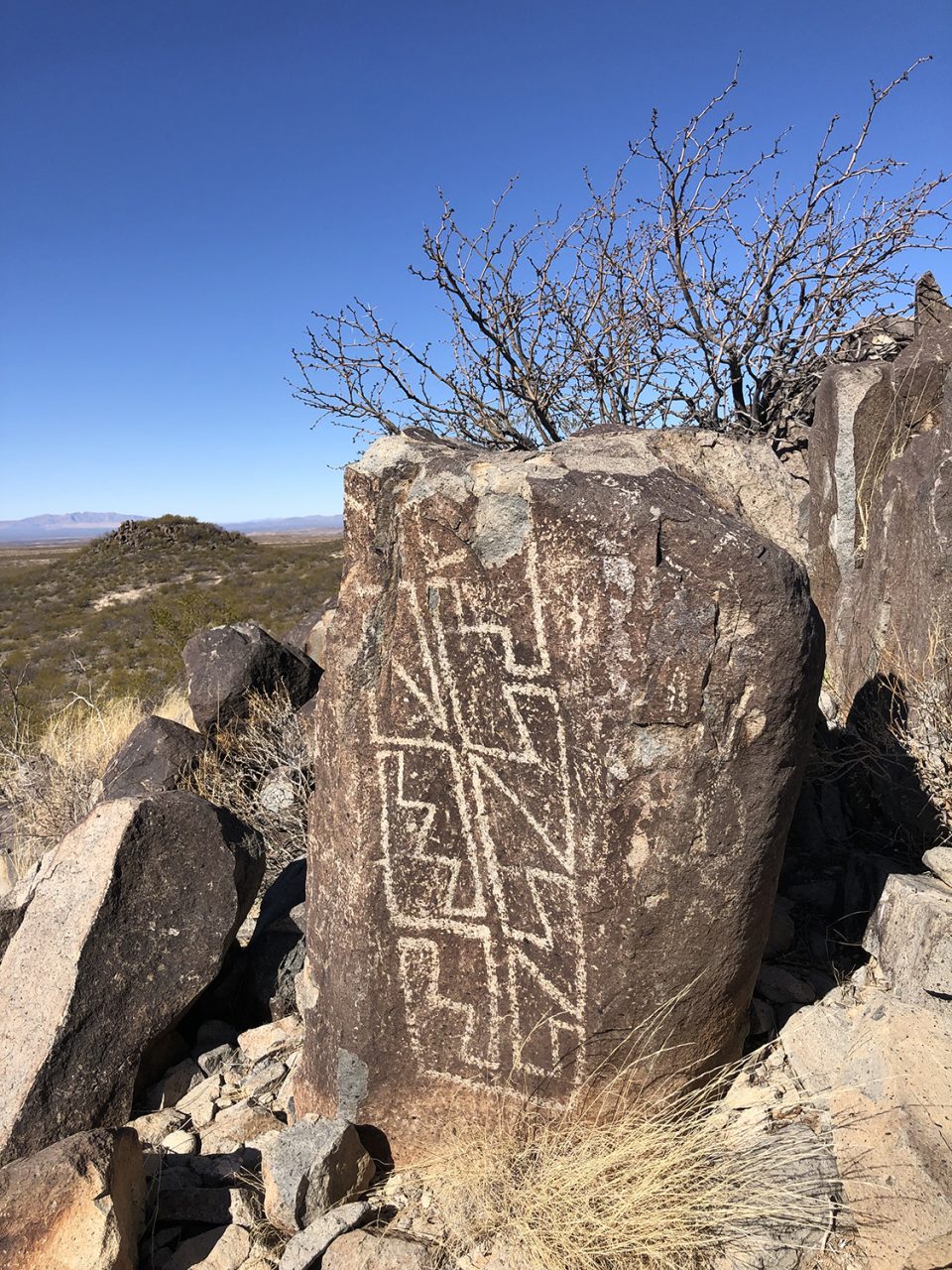 Abstract patterns at Three Rivers Petroglyph Site in New Mexico. Photograph by Keith Dotson. Copyright 2022.