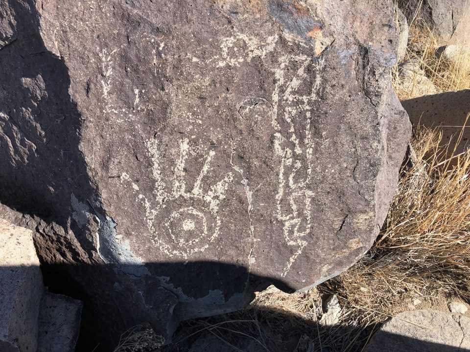 Human hand and serpent at Three Rivers Petroglyph Site in New Mexico. Photograph by Keith Dotson. Copyright 2022.