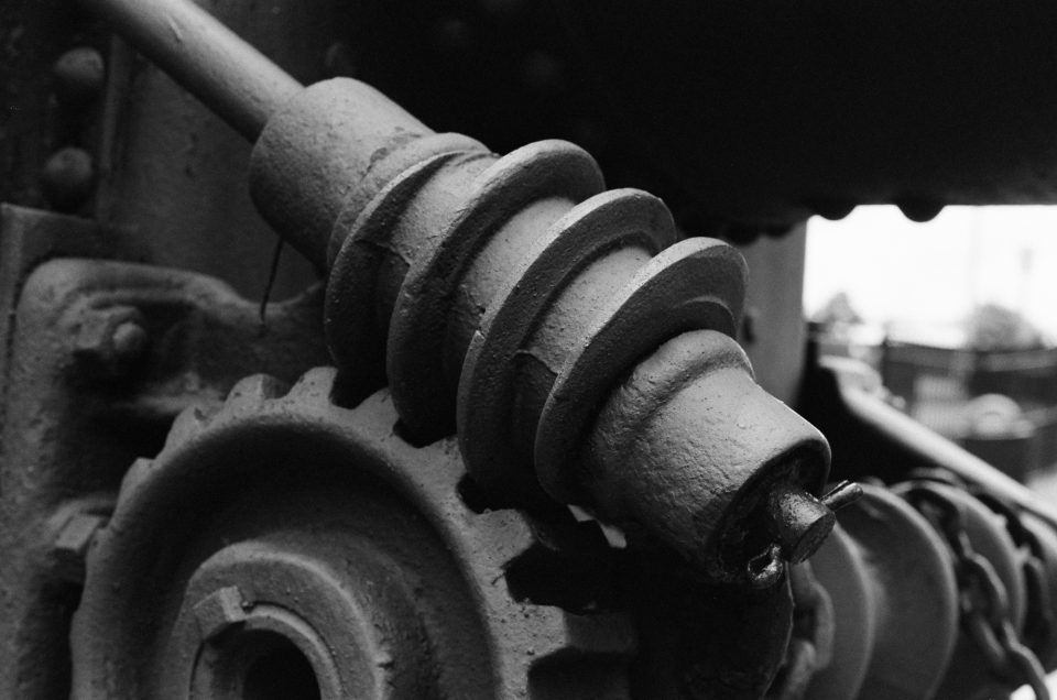 Photograph of an antique farm machine by Keith Dotson. Shot on Kodak Tri-X black and white film using a 40-year-old Pentax K1000 camera and 50mm lens.