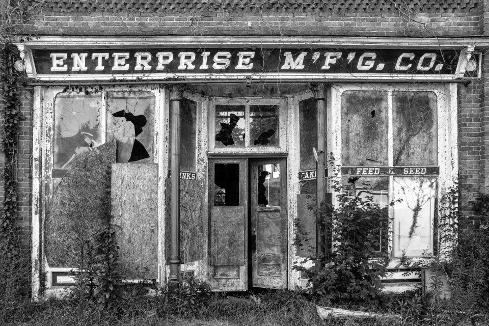 Abandoned Enterprise Cotton Mill in Coleridge, North Carolina Shadows