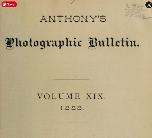 Title page from Anthony's Photographic Bulletin circa 1888