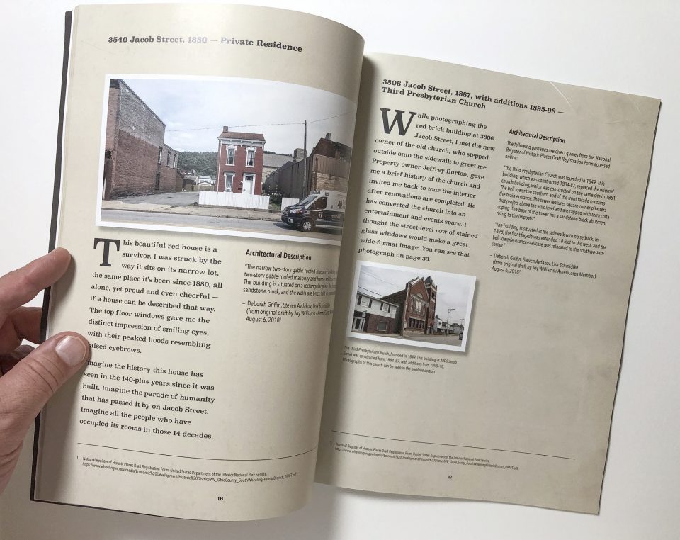 A spread from Keith Dotson's new book, The Wheeling Portfolio, discusses the history of some of the buildings captured by my lens.