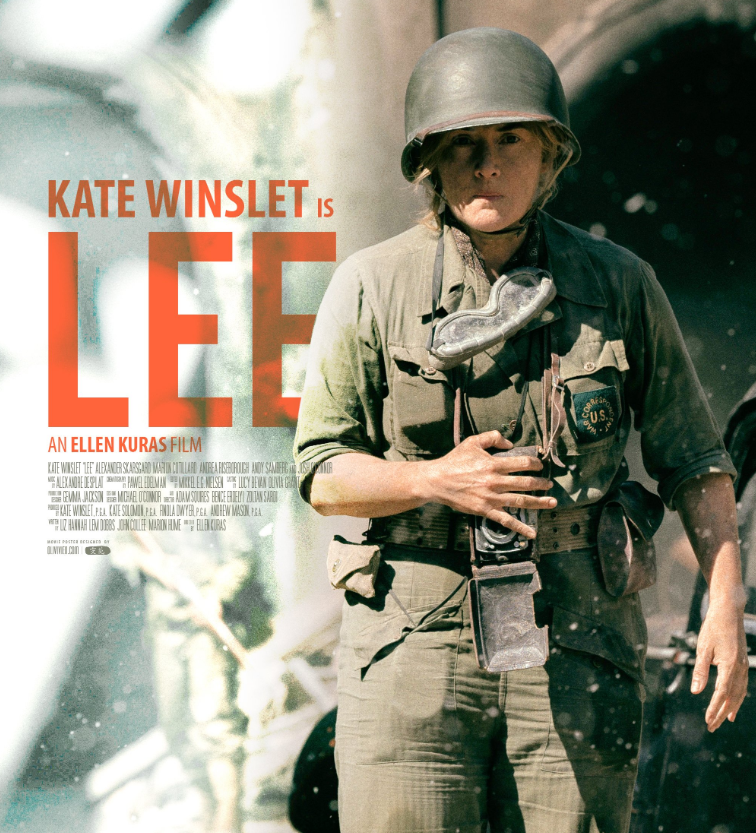 Movie poster graphic for the movie Lee, about Lee Miller, starring Kate Winslet. Image courtesy of the production.