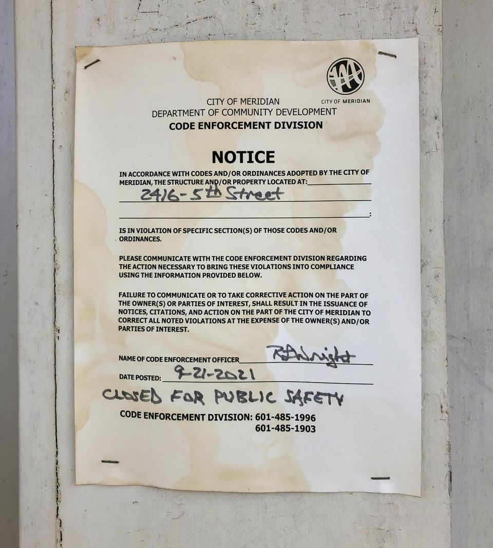 City of Meridian Code Enforcement Notice