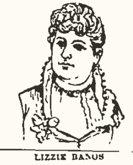 Lizzie Bangs illustration from the Hornellsville Weekly Tribune newspaper of Hornellsville, New York published  on page 1 in April 1888