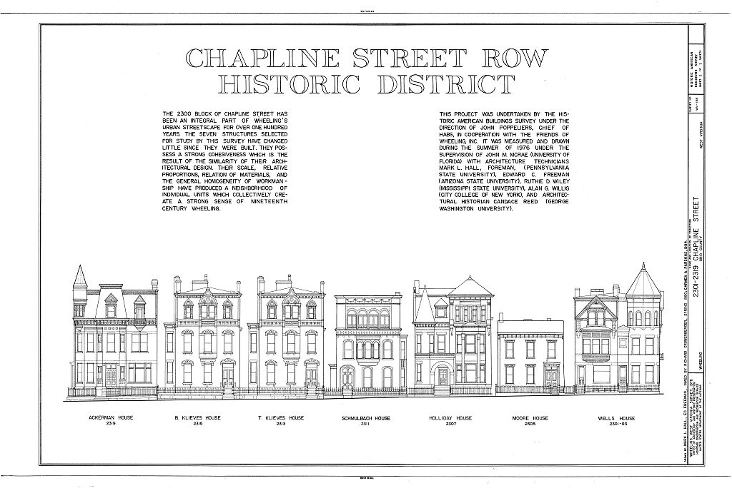 Chapline Street Row Historic District, Wheeling West Virginia, courtesy of the Library of Congress. See original here.