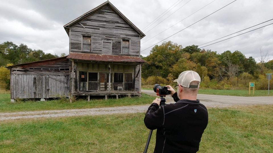 Fine art photographer Keith Dotson makes a photograph of the front of the old Hamilton-Lay General Store, probably built 1875.
