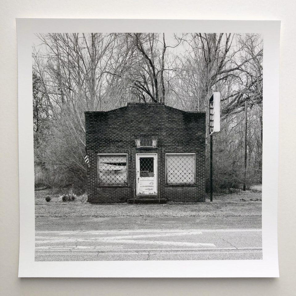 Mississippi Abandoned Storefront by Keith Dotson, black and white print on baryta coated paper. $40.00.