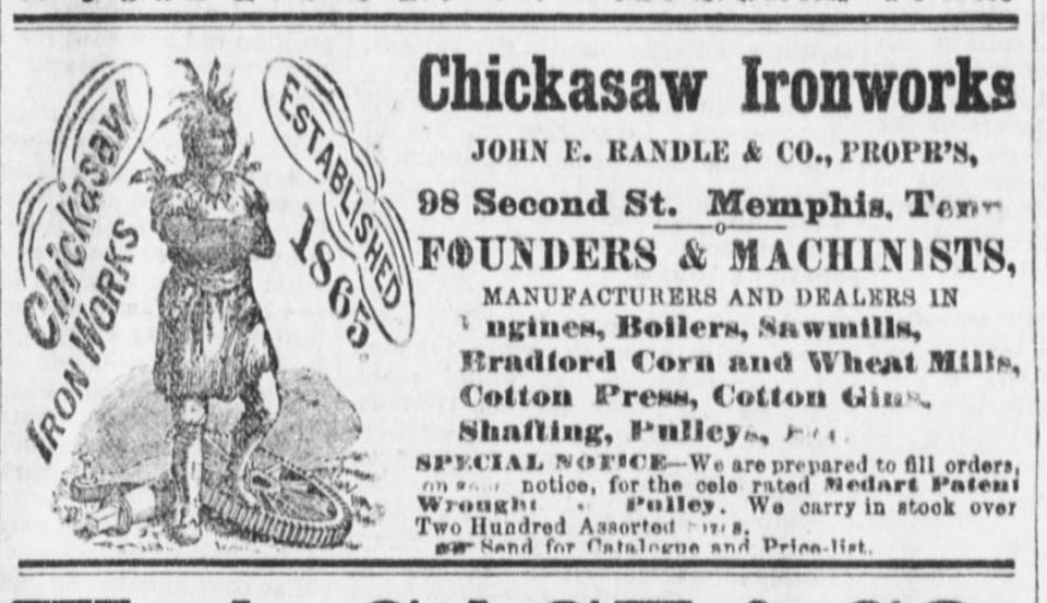 Newspaper ad for Chickasaw Ironworks published in the Memphis Appeal, May 27, 1886