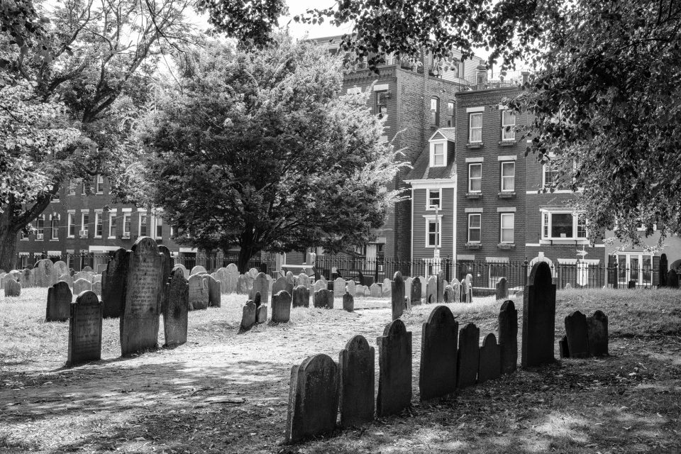 Copp's Hill Burying Ground in Boston - Black and White Photograph