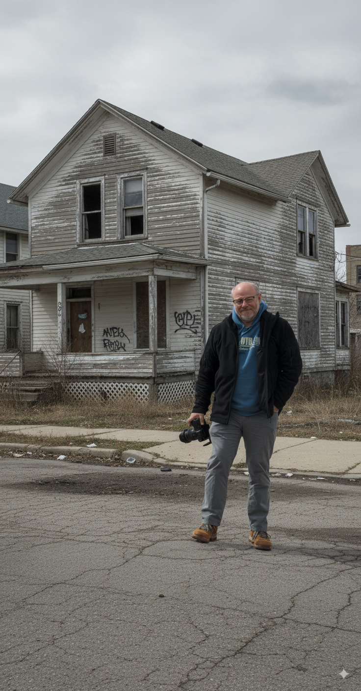 A fake portrait of photographer Keith Dotson created using AI though Google's Nano Banana platform -- a process discussed in the October 2025 episode of Dispatch. Image generated on Google AI's Nano Banana.