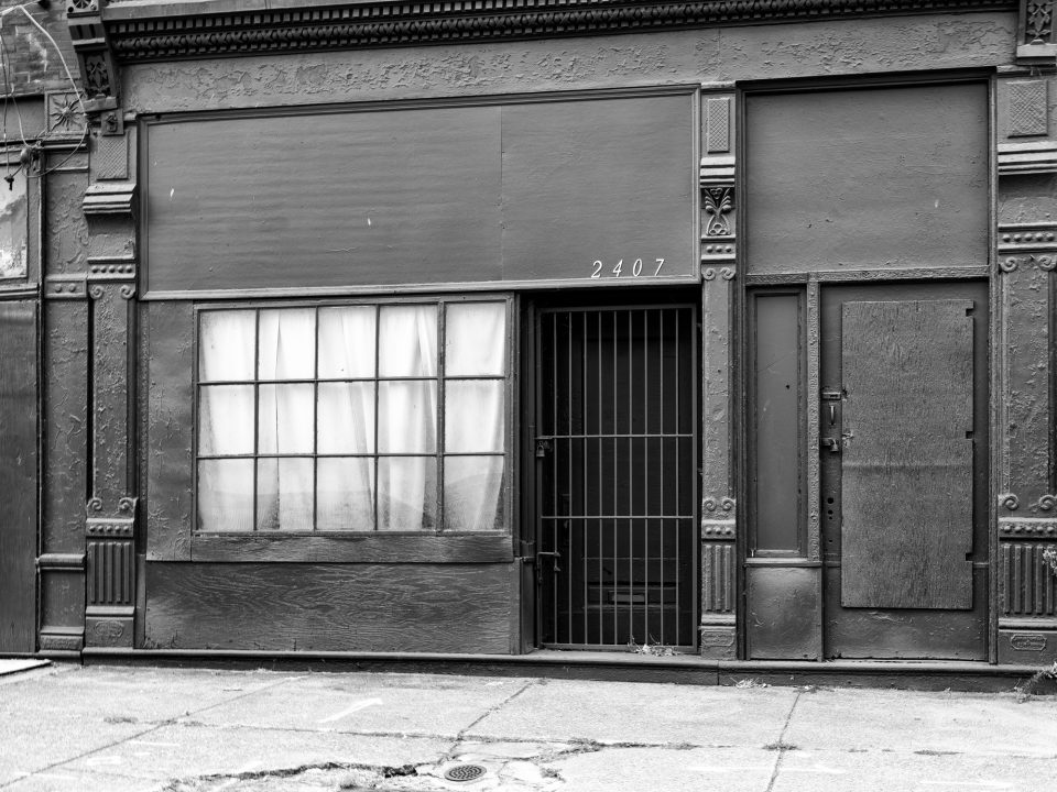 Part of the building that housed the old Crystal Grill, which opened in 1946 and closed in 2008. These ironwork storefronts and columns were made in St. Louis by the Christopher & Simpson Architectural Iron and Foundry Company, established in 1873.