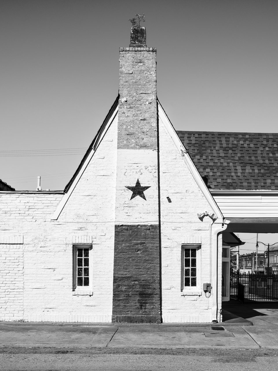 WoCoPep Station built in 1928. Black and white photograph by Keith Dotson.