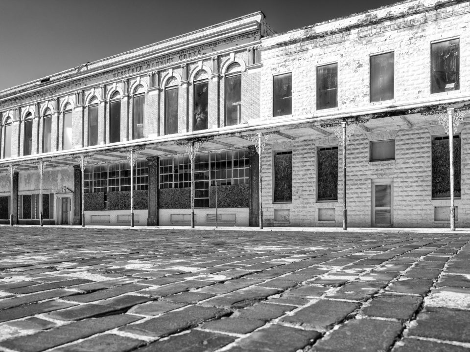 Bessemer Cornice Works, built in downtown Bessemer, Alabama in 1900. Black and white photograph by Keith Dotson.