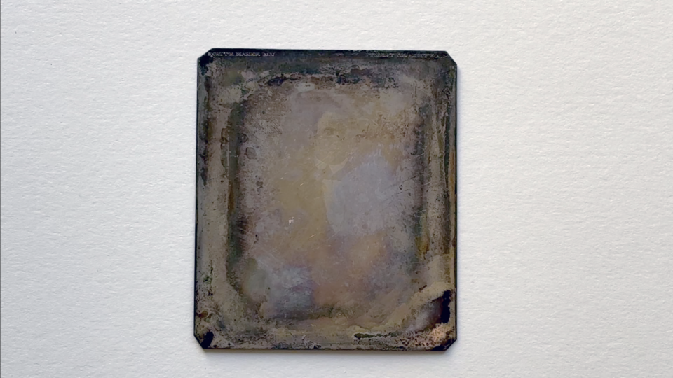A look at the faded and scuffed daguerreotype portrait of an unidentified man. The photographer is also unknown, but the plate was manufactured by Edward White of New York in the 1840s.