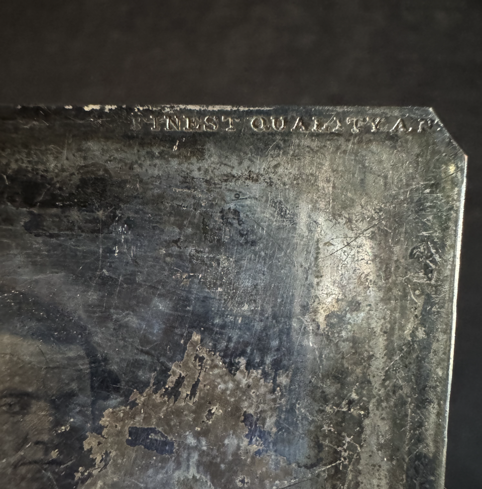 This mark in the top right front of the plate said Finest Quality A No. 1.