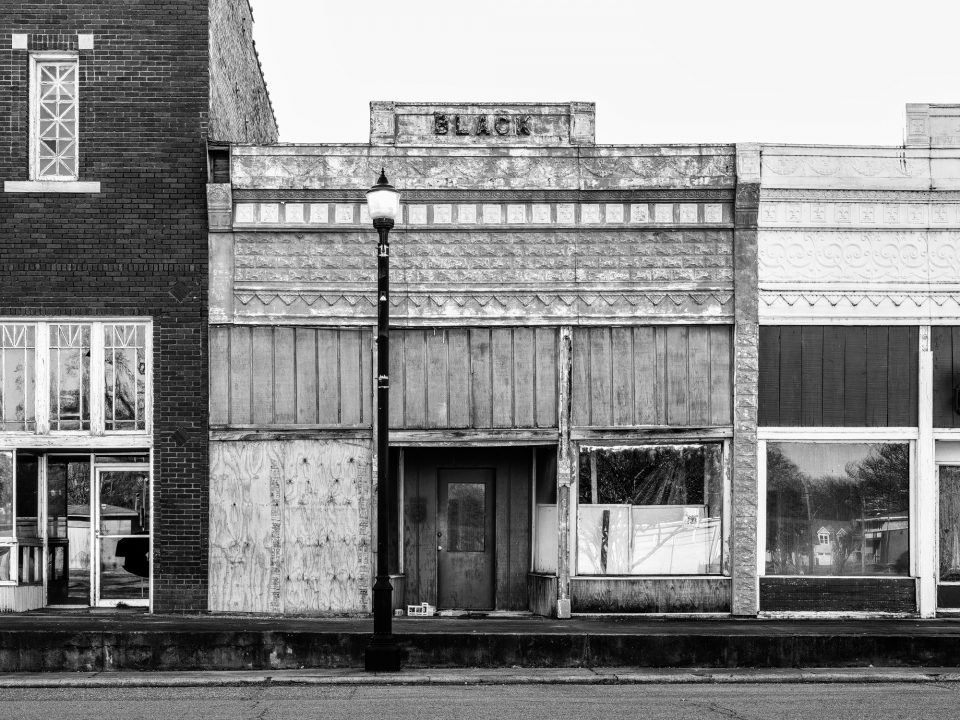 Black and white photograph of the Black building, 1896, in Brinkley, Arkansas. Photogrpah by Keith Dotson. Fine art prints are available.