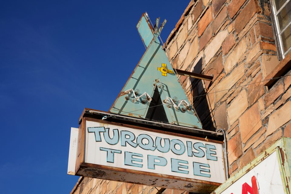 A relic of bygone days, the Turquoise Tepee shop on Route 66 in Williams, Arizona.
