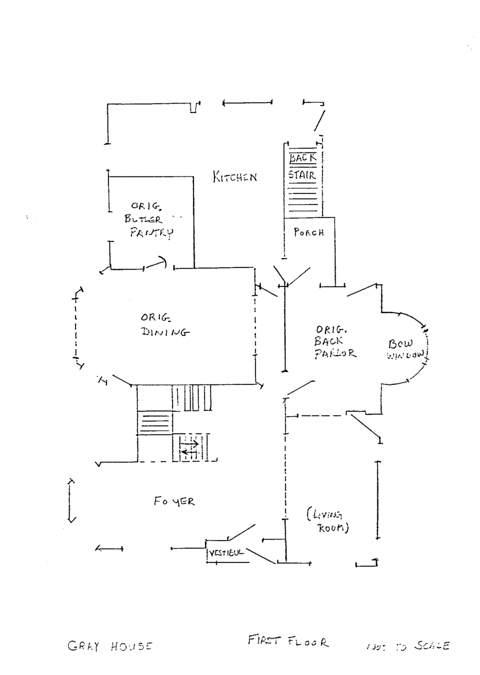 First floor of the Gray House as shown in the National Register of Historic Places application from 1992.