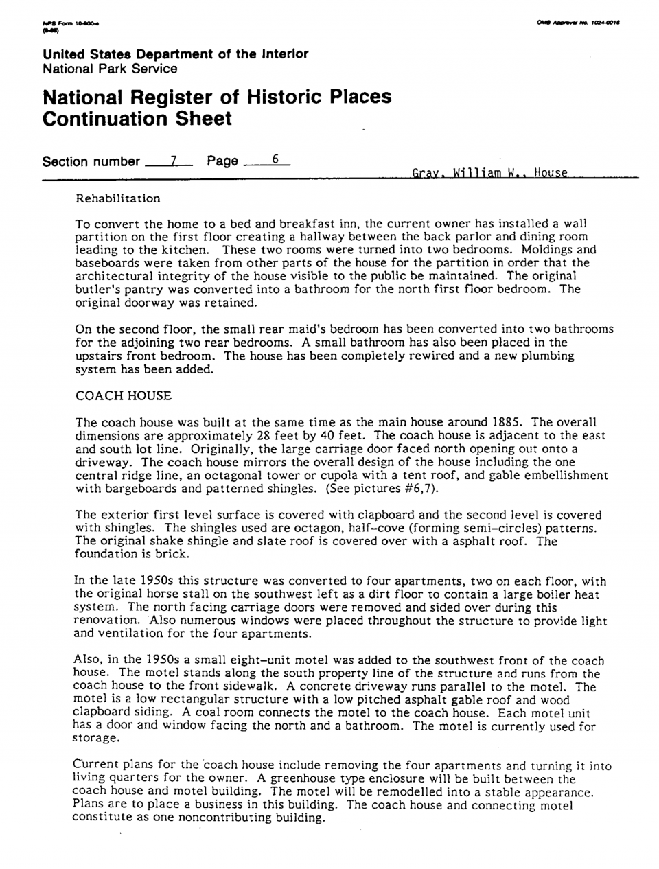 And this page discusses the coach house, with no mention of slave quarters. But it does mention the 8-room motel that was added to the property in the 1950s.