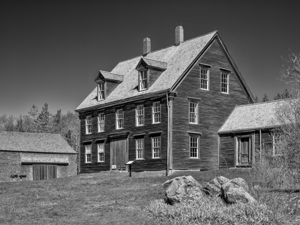 The Olson House built in the late 1700s by sea Captain Samuel Hathorn II, a black and white photograph by Keith Dotson, Museum quality black and white prints are available.