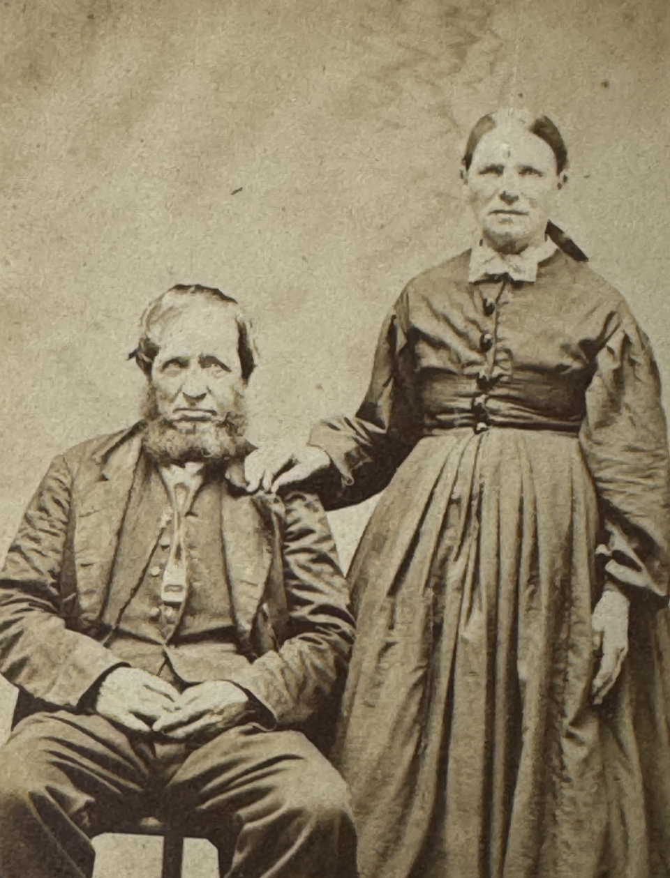 Unidentified elders seen in a carte de visite albumen portrait.