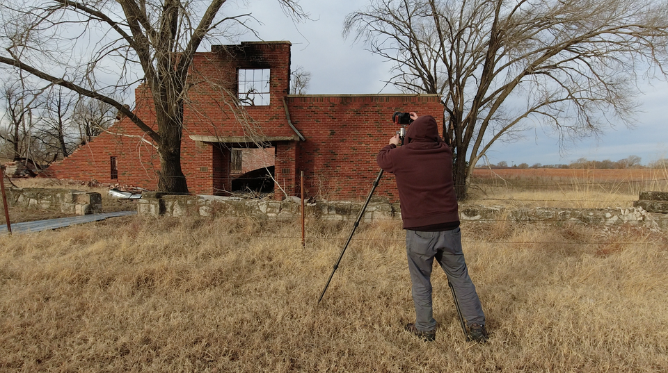 Capturing the ruins of the old school in Hext, Oklahoma.